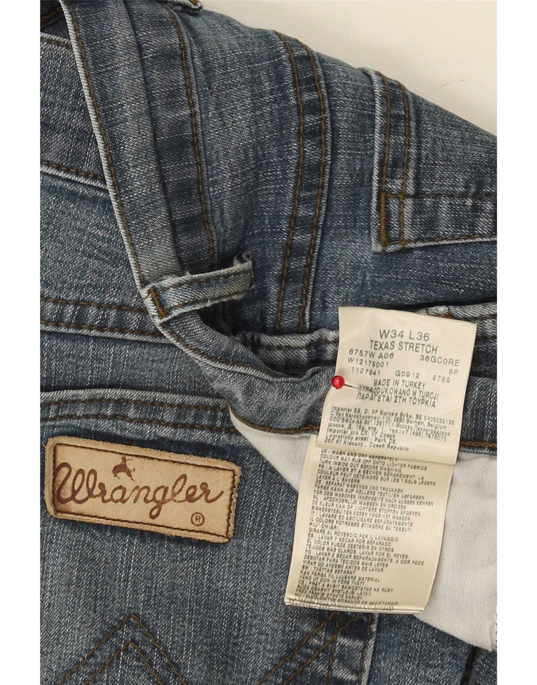Wrangler Herre Texas Stretch Straight Jeans W34 L36 Blå Bomuld