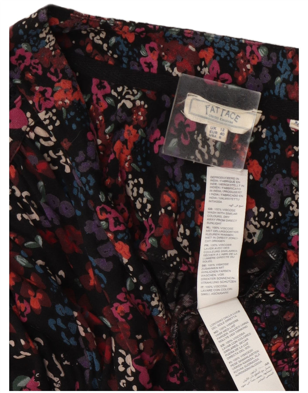 Fat Face Dame Langærmet Bluse Top UK 12 Medium Multicolored Floral
