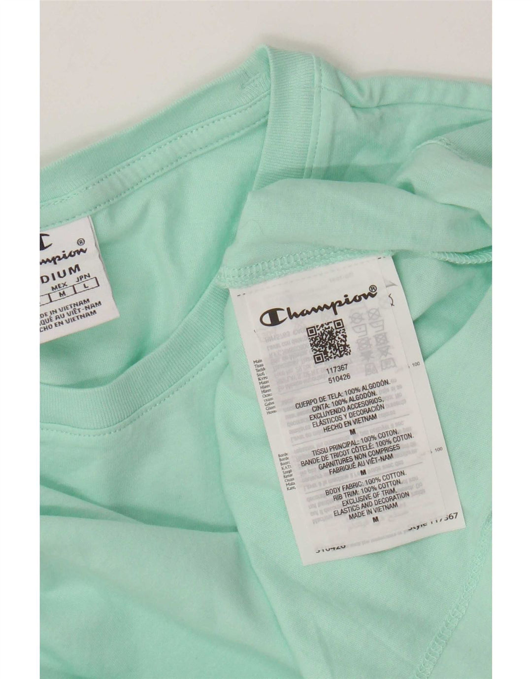 Champion Dame T-Shirt Top UK 12 Medium turkis bomuld
