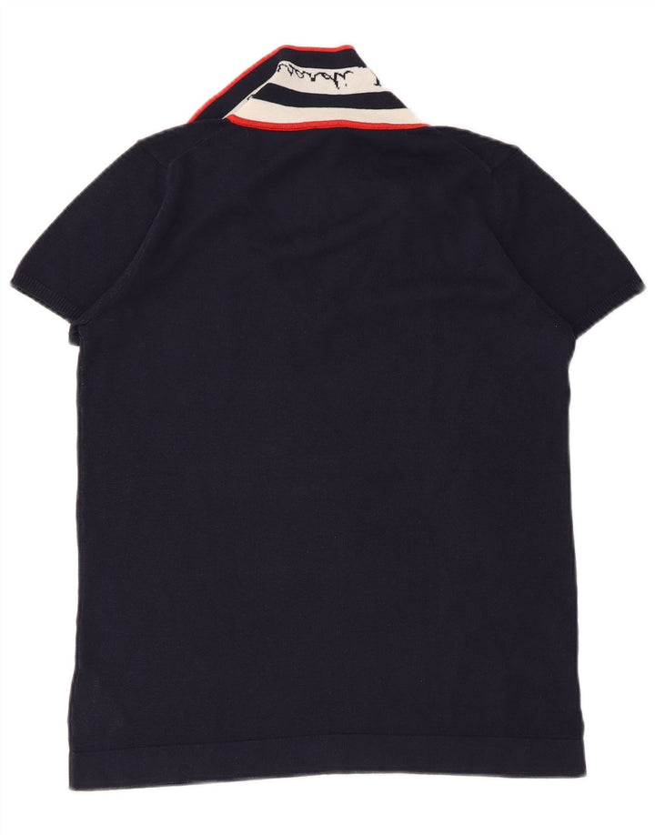 TRUSSARDI JEANS Dame Polo Neck Jumper Sweater UK 14 Large Navy Blue