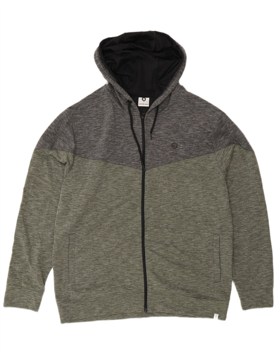 Jack & Jones Hættetrøje med lynlås til mænd 2XL Grøn Colourblock Polyester