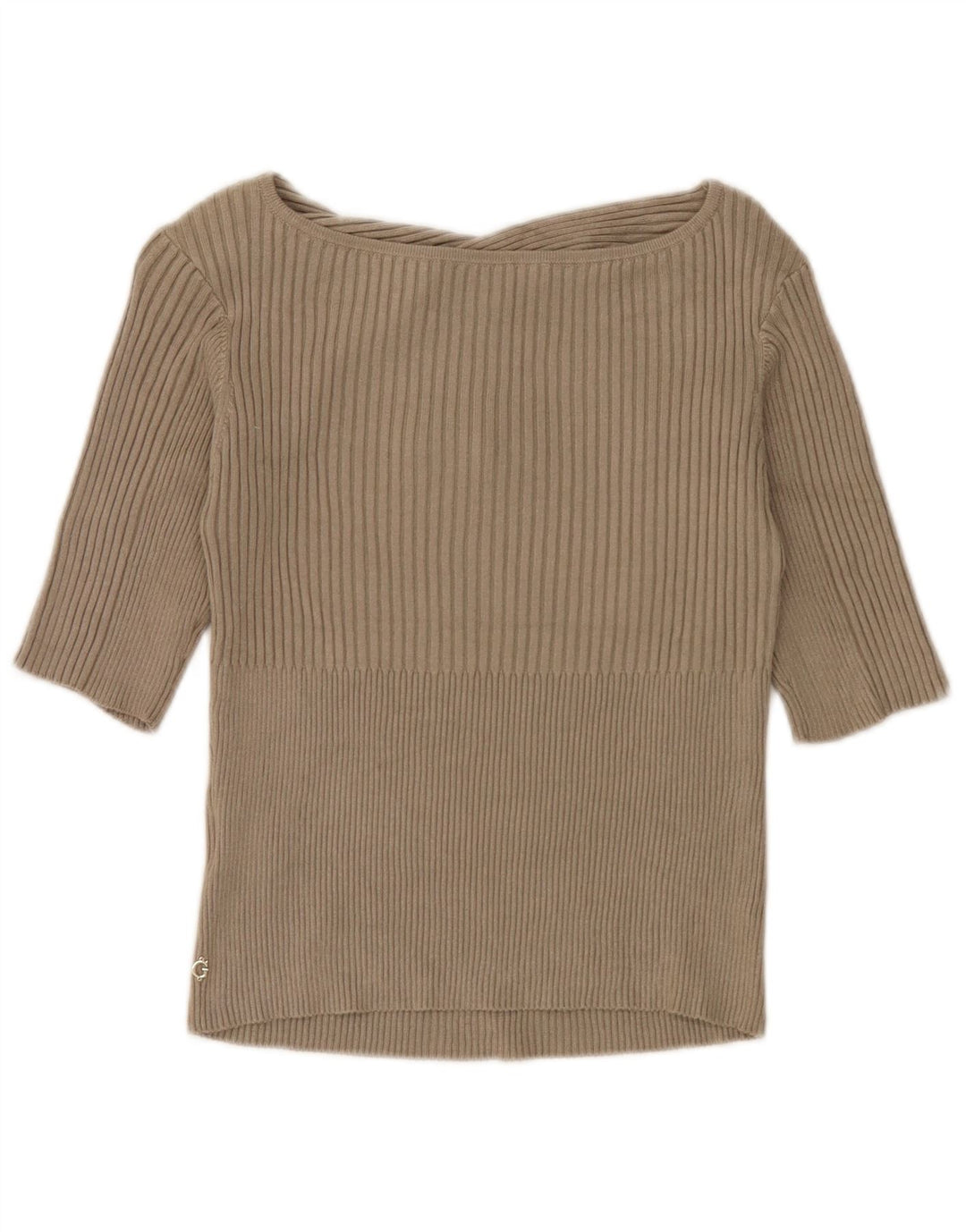 Guess Womens Crop Bluse Top UK 12 Medium Khaki Viscose