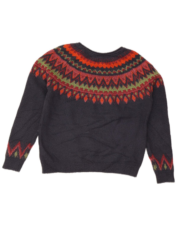 Weird Fish Dame Boat Neck Jumper Sweater UK 10 Small Navy Blue Fair Isle
