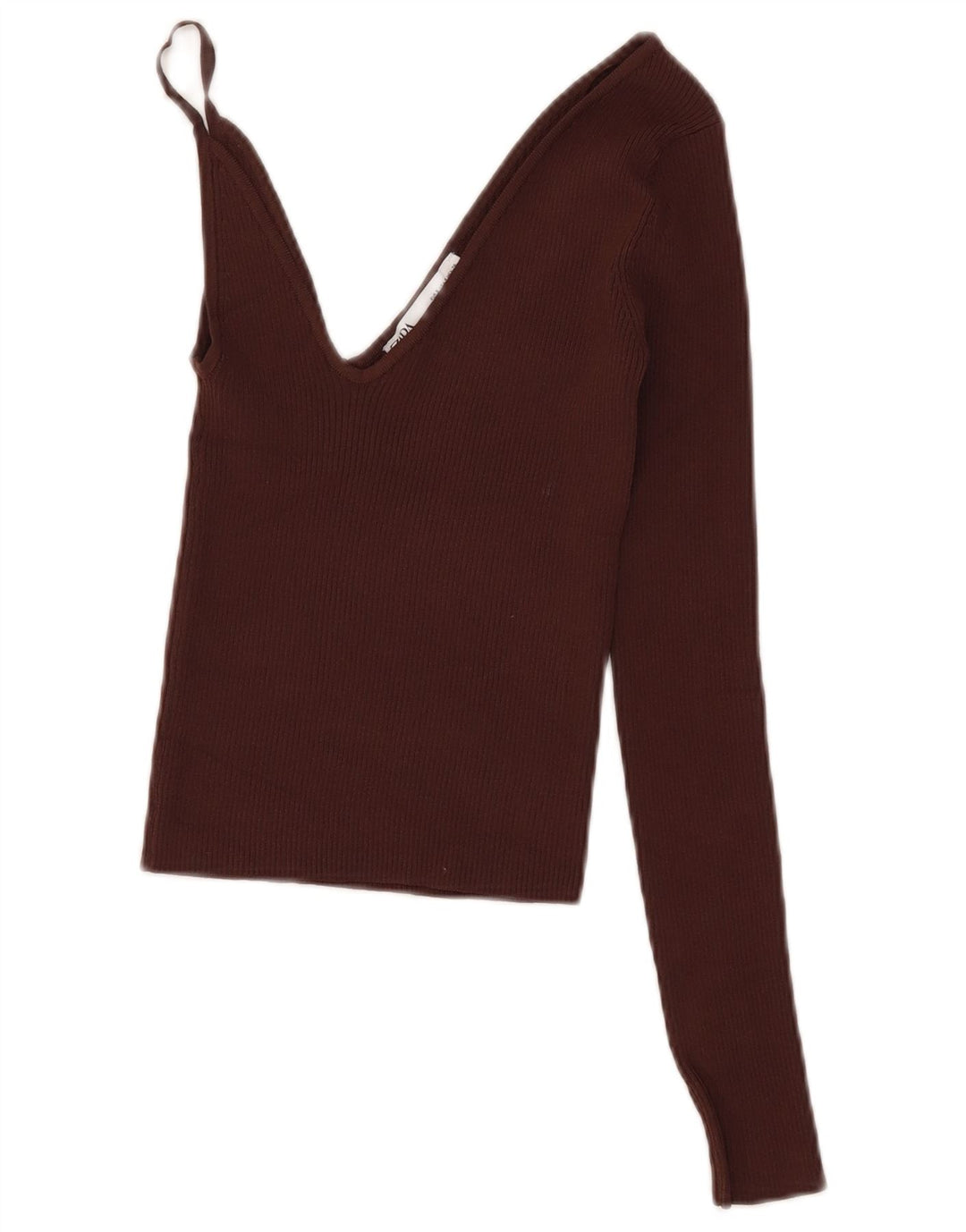 Zara Womens Crop Top UK 8 Small Brown Viscose