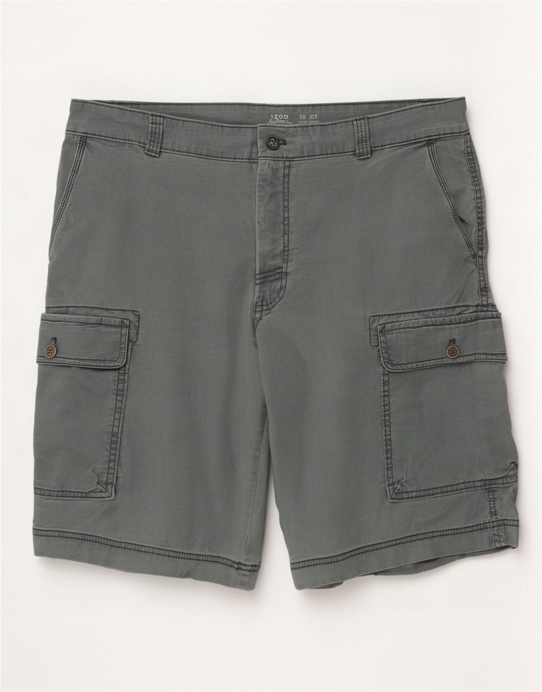Izod Herre Salt Water Cargo Shorts Large W36 Grå