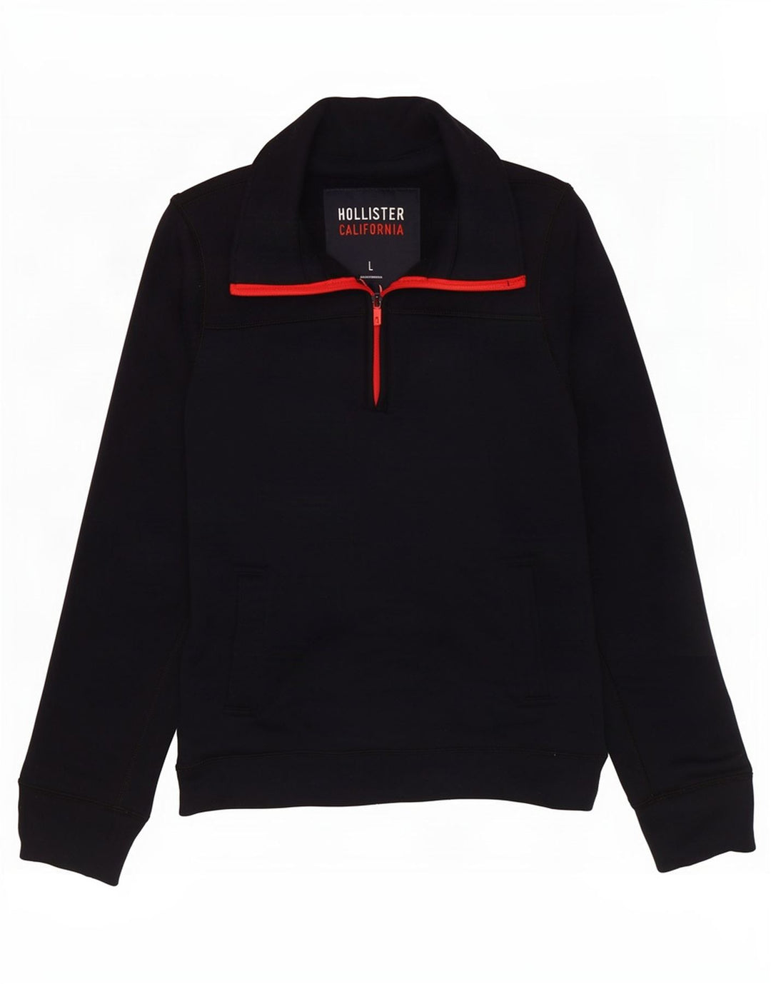 Hollister Herre Zip Neck Sweatshirt Jumper Large Navy Blue Polyester
