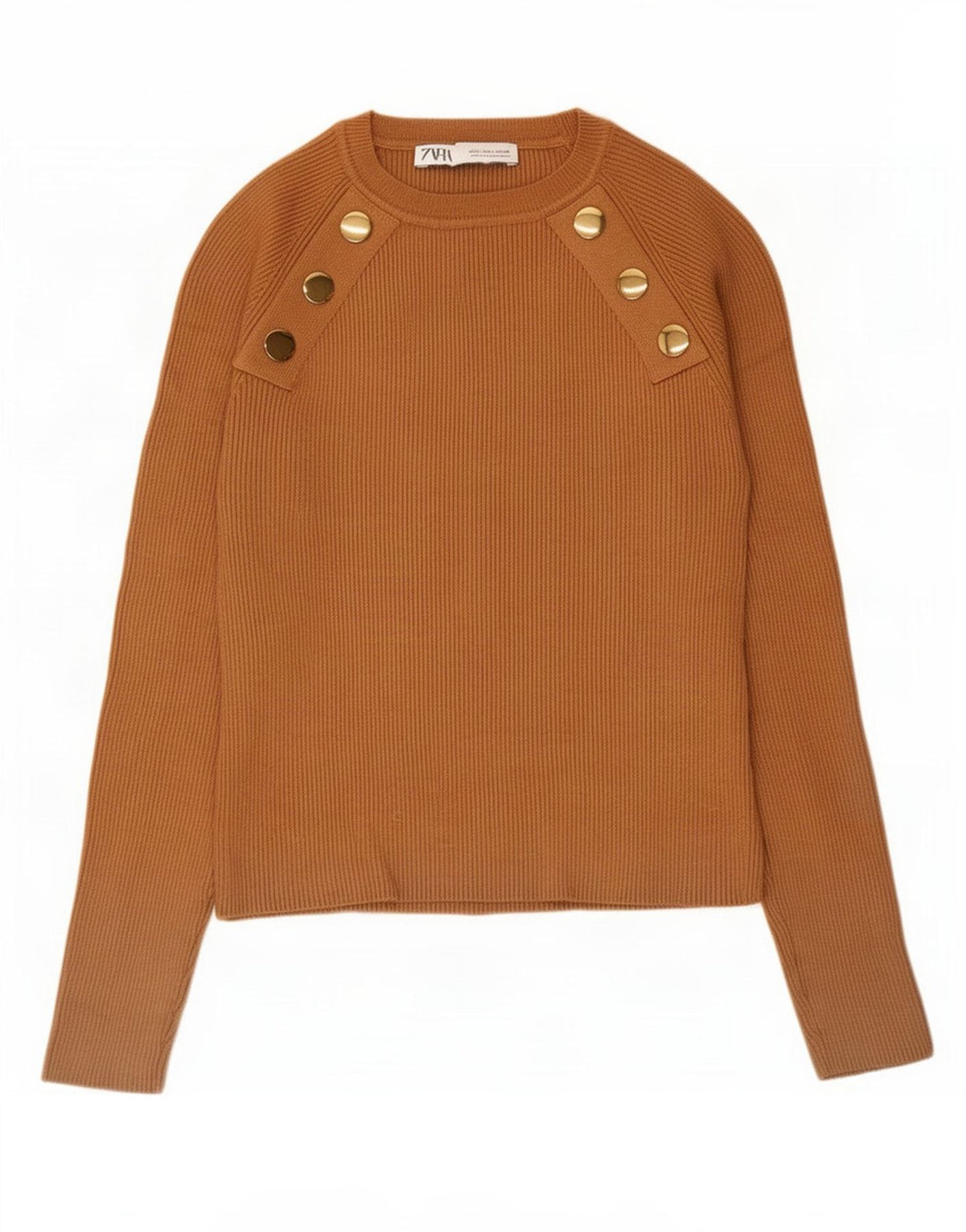 Zara Dame Crop Top Langærmet UK 12 Medium Brun
