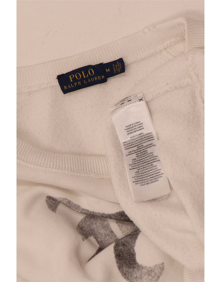 Polo Ralph Lauren Dame Grafisk Sweatshirt Jumper UK 14 Medium White