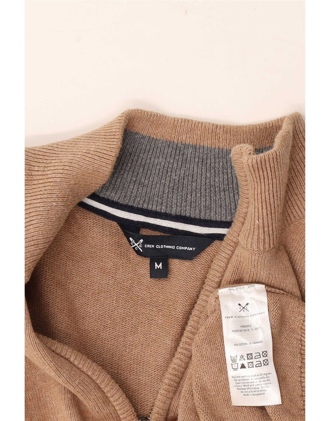 Crew tøj Herre lynlås-hals sweater medium brun bomuld