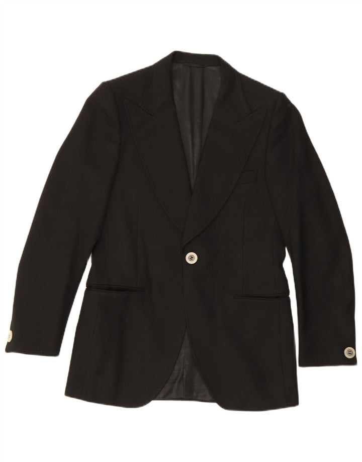 Facis Dame 1 knap 2 stykke jakkesæt IT 48 Medium W30 L29 Sort Uld