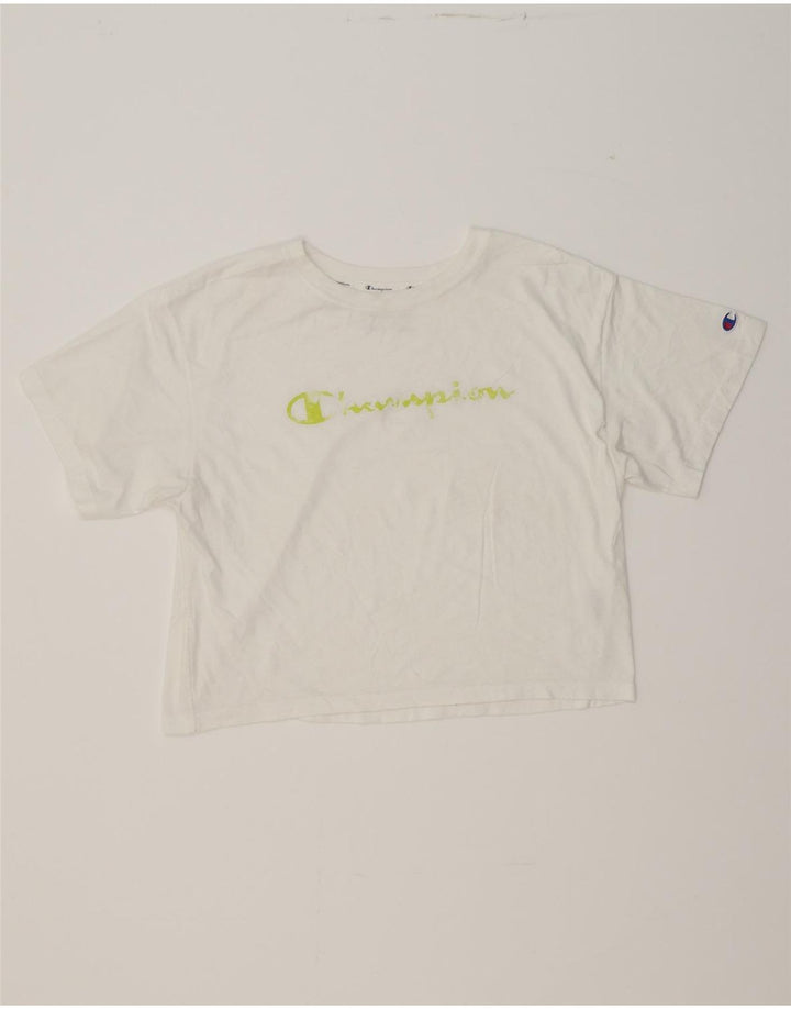 CHAMPION Womens Graphic T-Shirt Top UK 14 Medium White Cotton Vintage Champion and Second-Hand Champion from Messina Hembry 