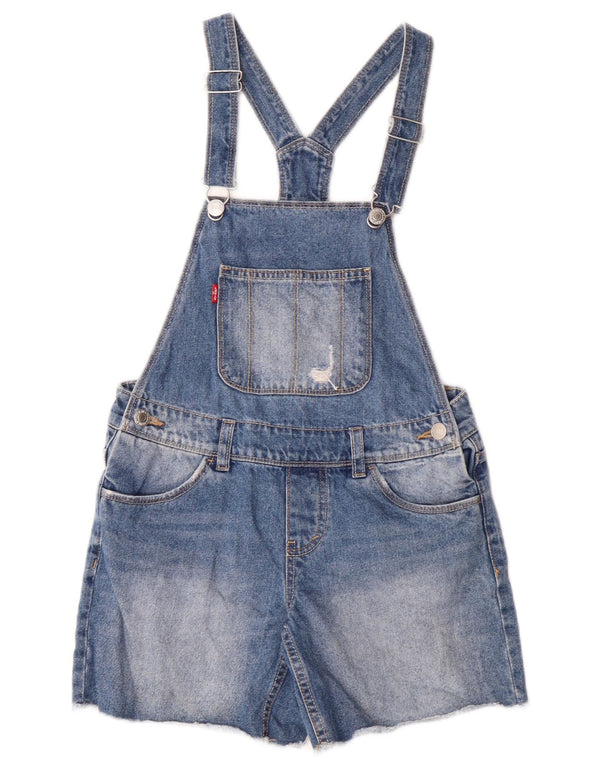 Levi's Girls Distressed Dungarees denimshorts 11-12 år W26 Blue Cotton