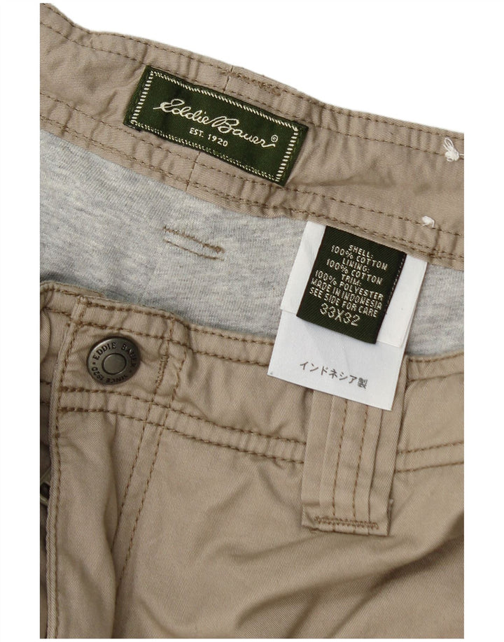 Eddie Bauer Herre Straight Cargo Bukser W33 L32 Beige Bomuld