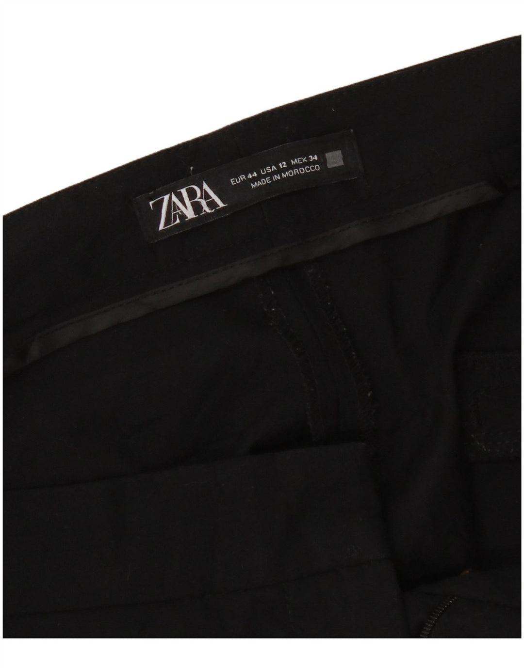 Zara Dame Cropped Trousers EU 44 XL W34 L26 Sort