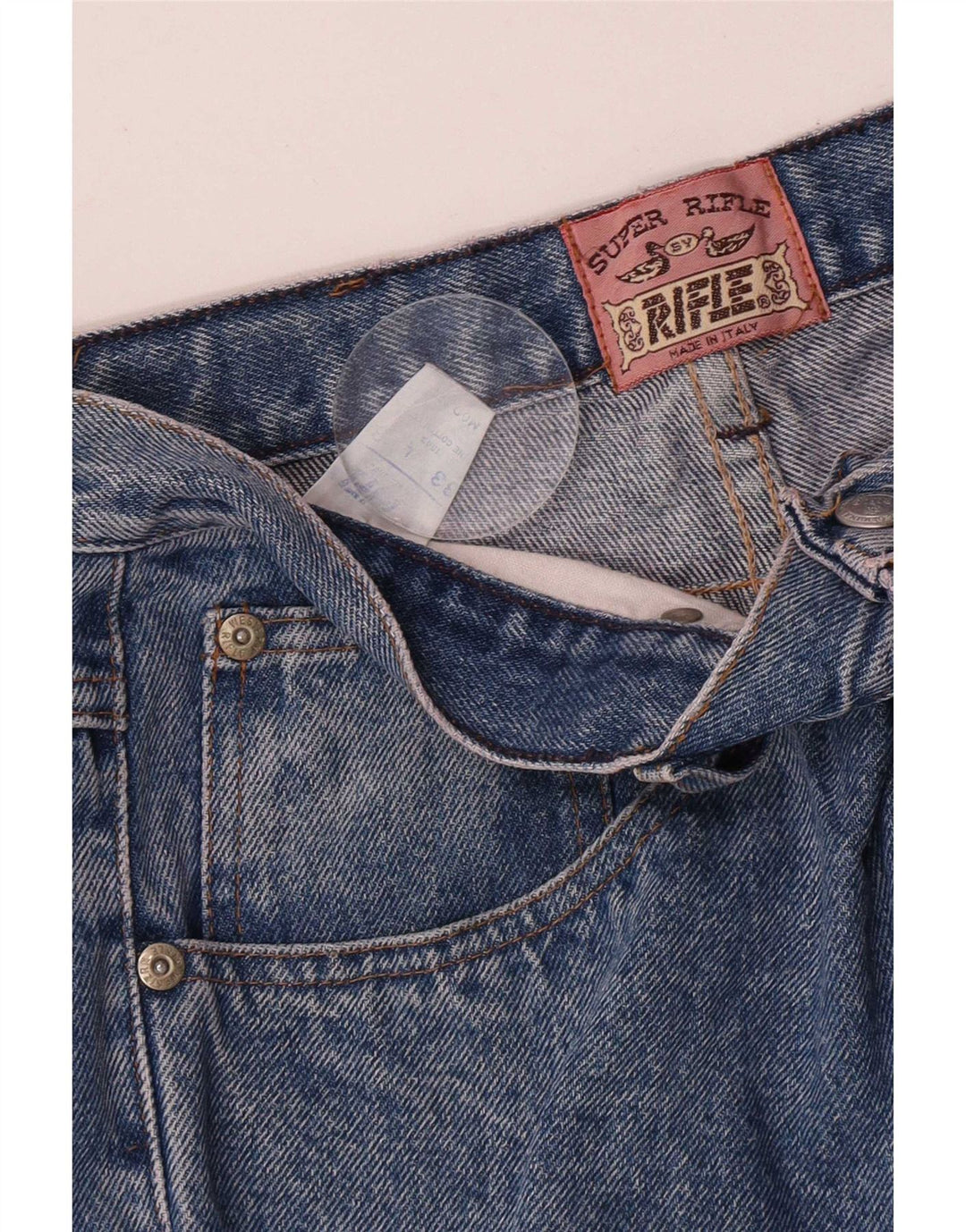 Rifle Herre Distressed Straight Jeans W33 L33 Blå Bomuld