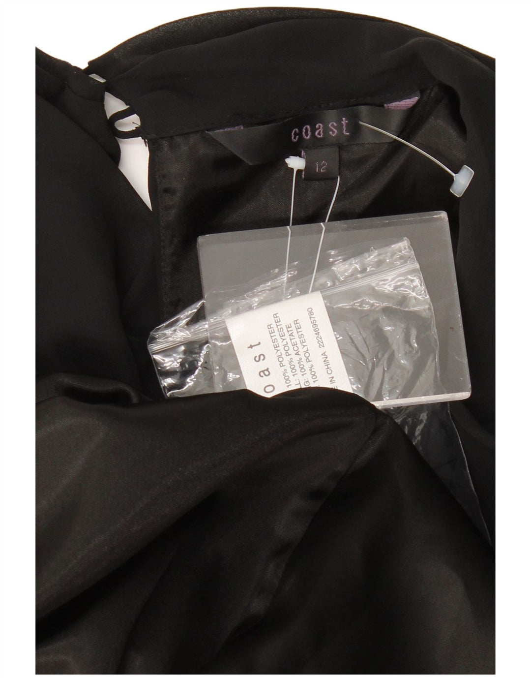 Coast Womens Ærmeløs A-Line Kjole UK 12 Medium Sort Polyester