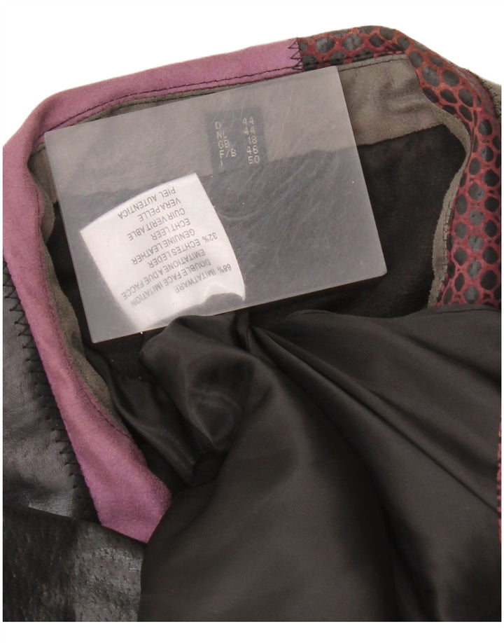 Vintage læderjakke til kvinder UK 18 XL Flerfarvet patchwork læder