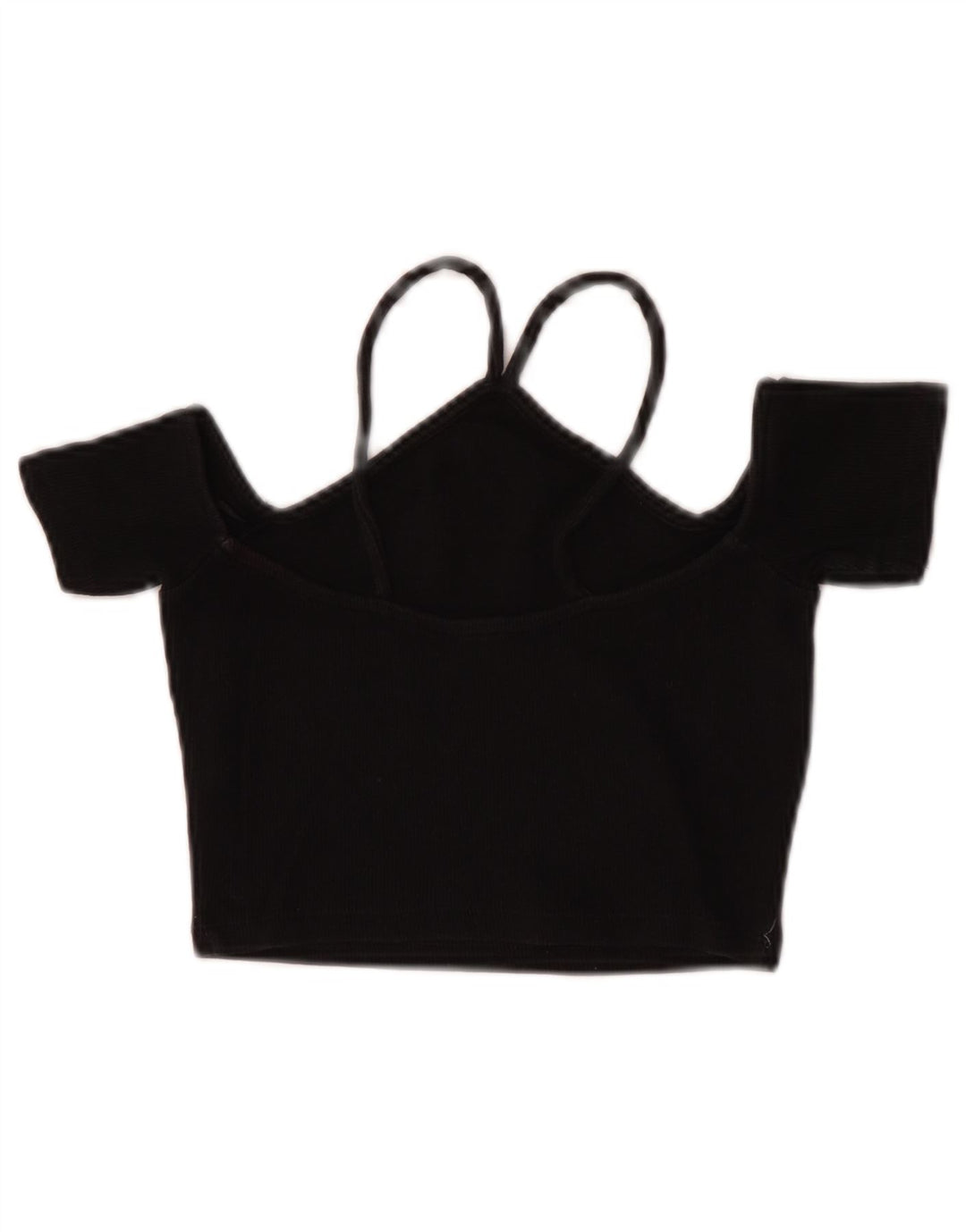 Zara Womens Crop Off Shoulder Top UK 8 Small Black Bomuld