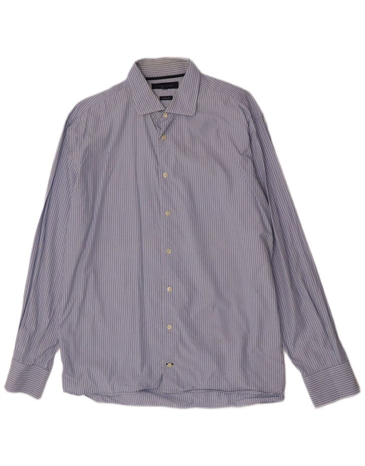 Tommy Hilfiger Herre Regular Fit skjorte XL blå stribet bomuld