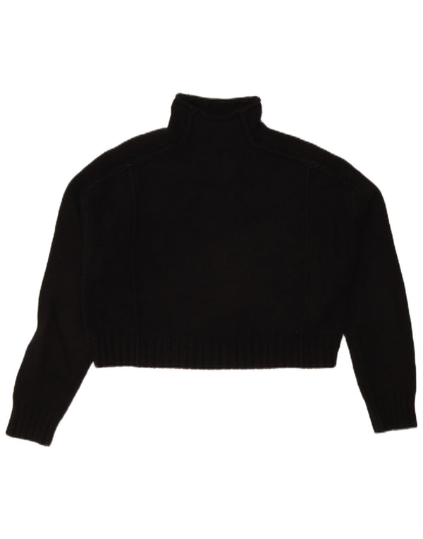 Zara Womens Crop Oversized Roll Neck Jumper Sweater UK 10 Small Black