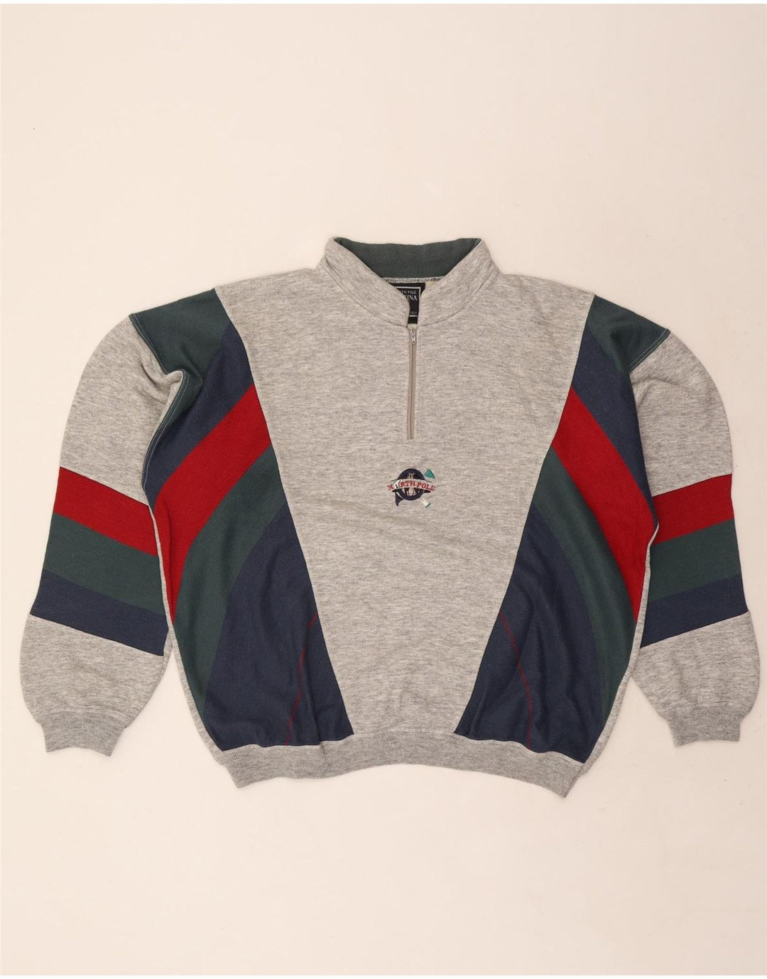 North Pole Herre Zip Neck Sweatshirt Jumper XL Grå Colourblock
