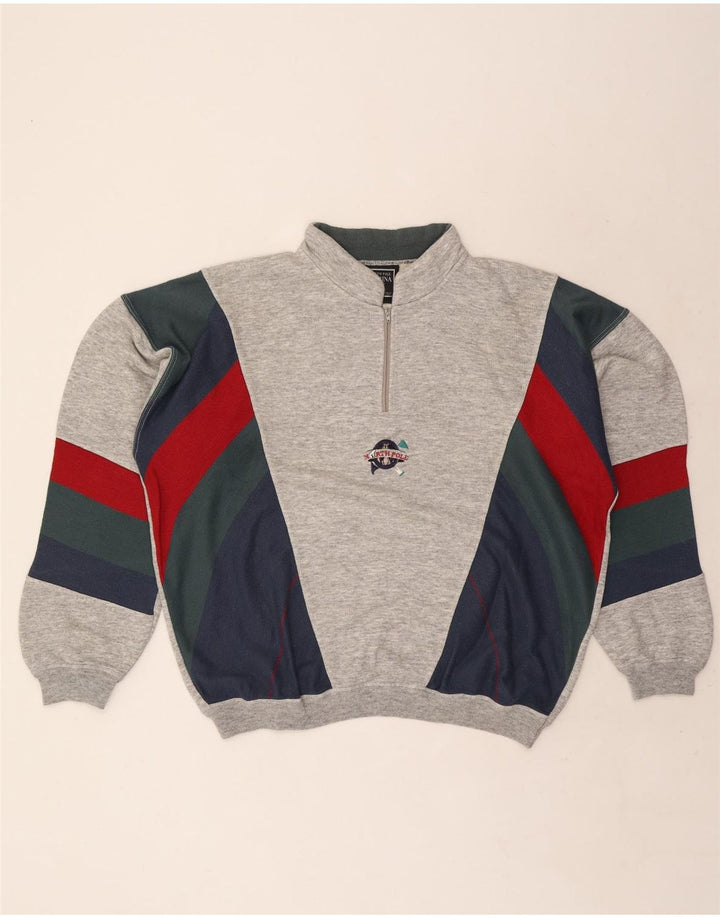 North Pole Herre Zip Neck Sweatshirt Jumper XL Grå Colourblock