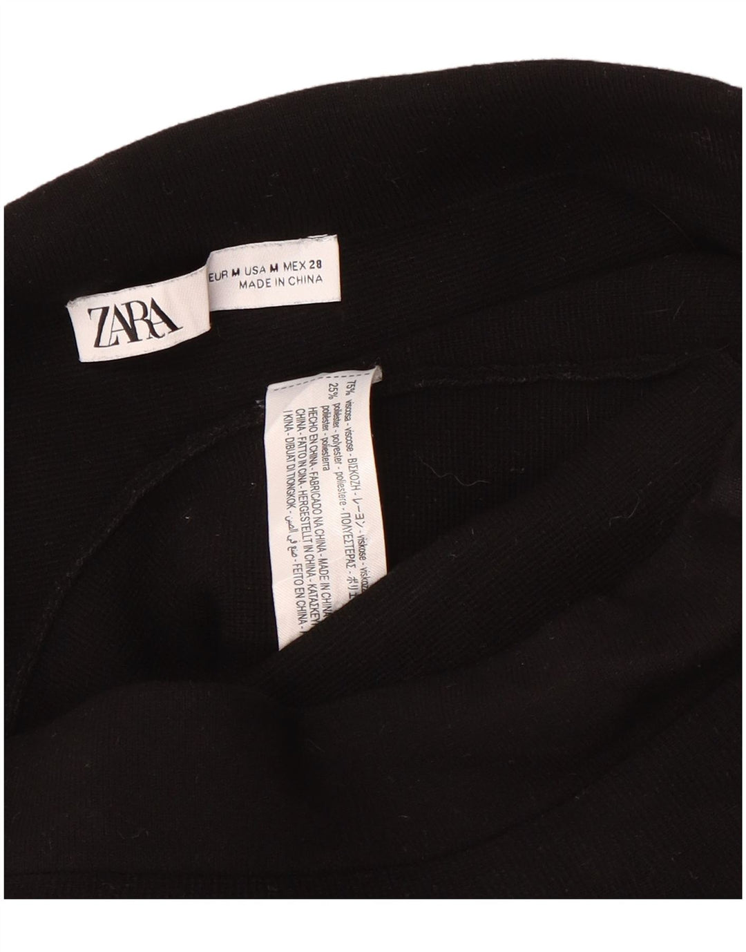 Zara Dame Peplum Mini Nederdel Medium W28 Sort Viscose