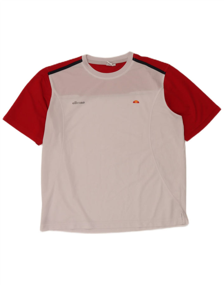 ELLESSE Herre T-Shirt Top XL Hvid Colourblock