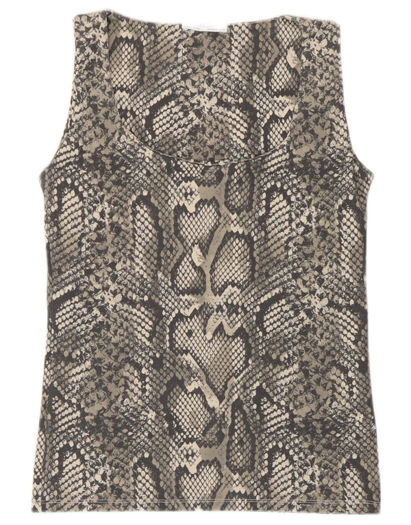 Zara Damevest Top UK 12 Medium Grey Animal Print Polyamid