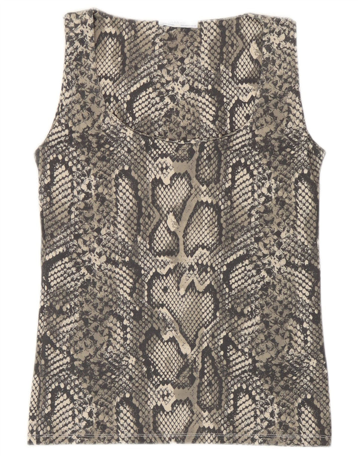 Zara Damevest Top UK 12 Medium Grey Animal Print Polyamid