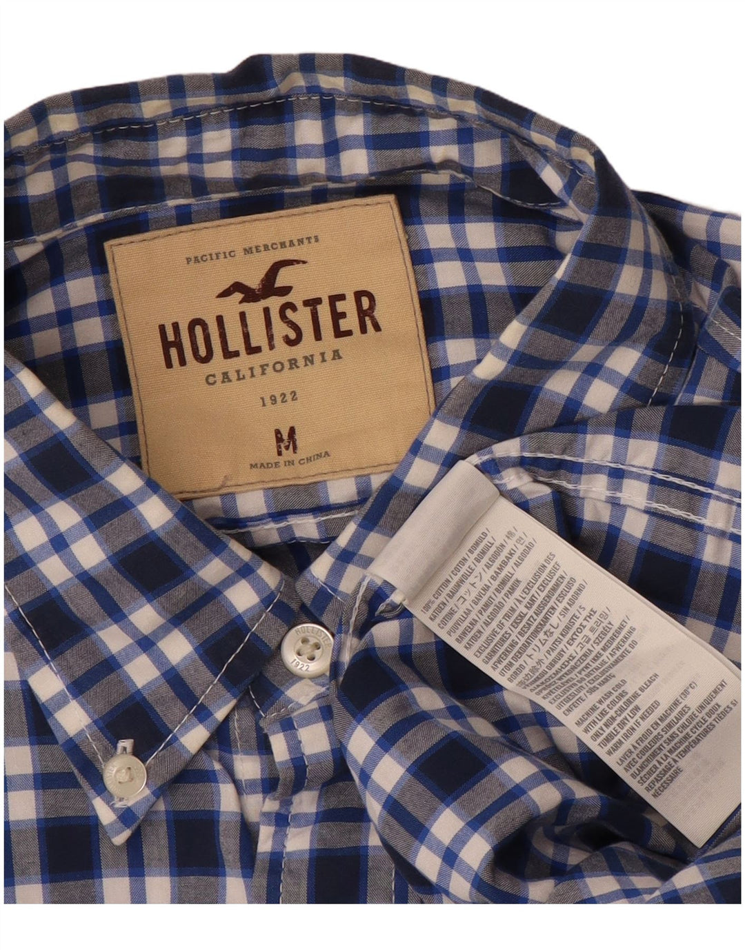 Hollister herreskjorte medium marineblå ternet bomuld
