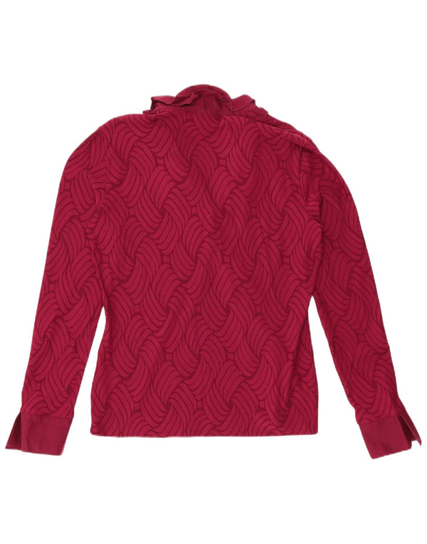 NARACAMICIE Dame Top Langærmet UK 14 Large Burgundy Geometric