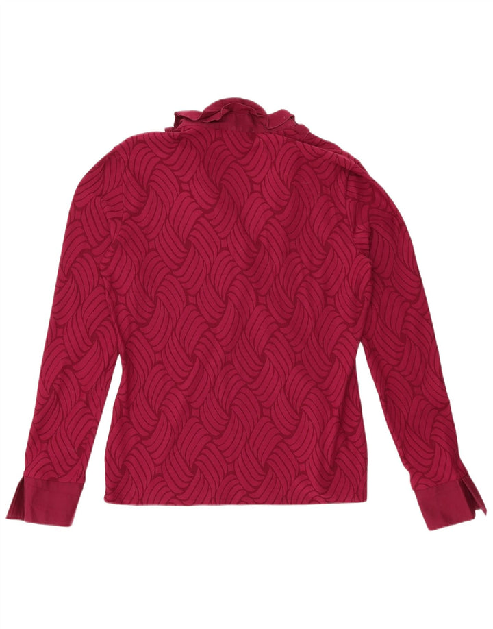 NARACAMICIE Dame Top Langærmet UK 14 Large Burgundy Geometric