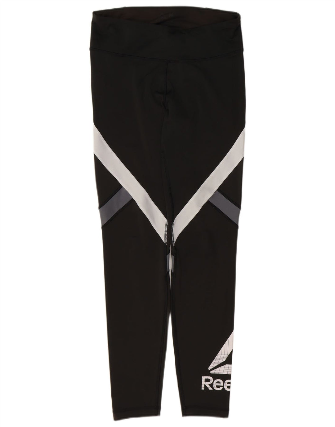 REEBOK Womens Graphic Leggings UK 12/14 Medium  Black Colourblock