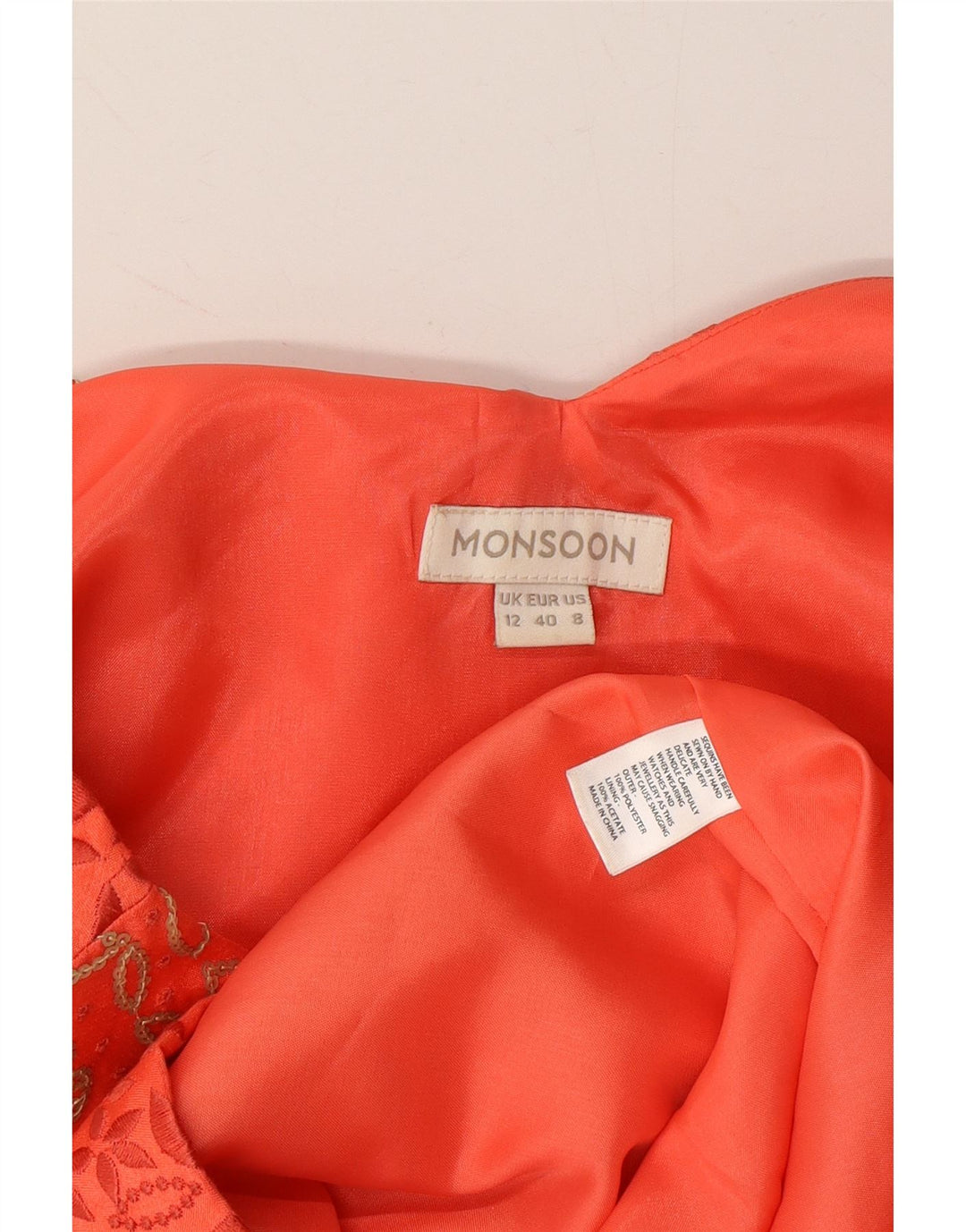 MONSOON Womens Sleeveless Sheath Dress UK 12 Medium  Orange Floral