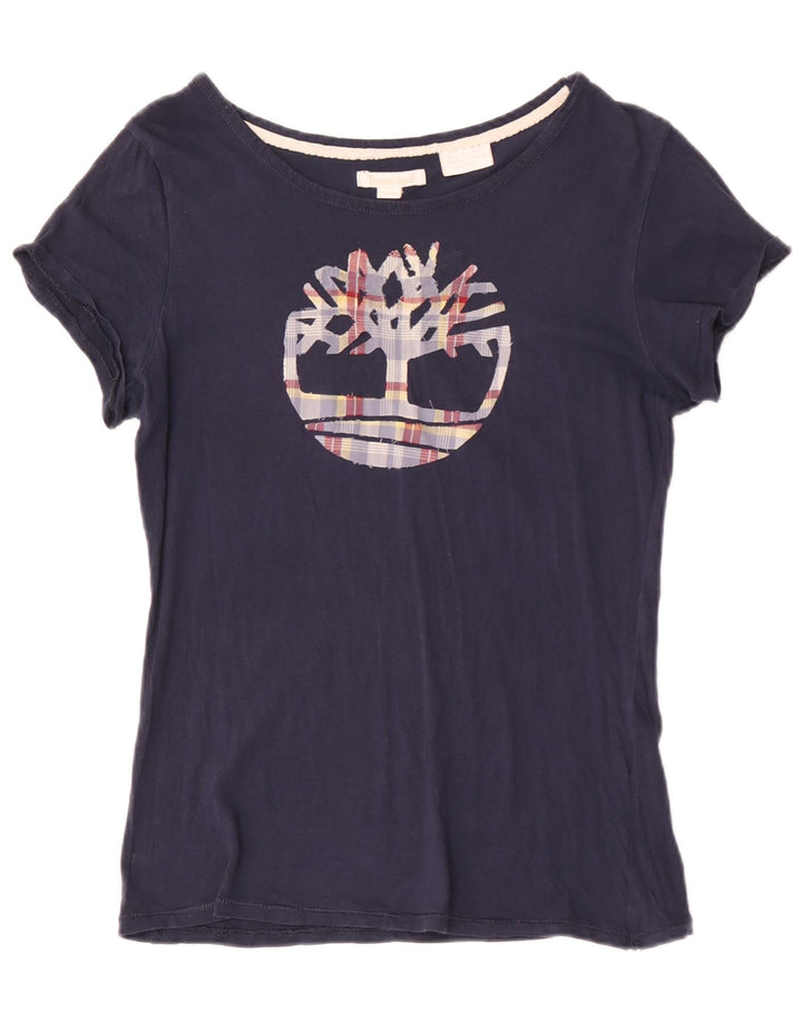 Timberland Grafisk T-Shirt Top UK 12 Medium Navy Blue
