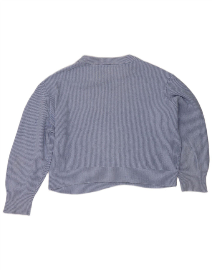 MARKS & SPENCER Dame Crop Crew Neck sweater UK 14 Medium Blue