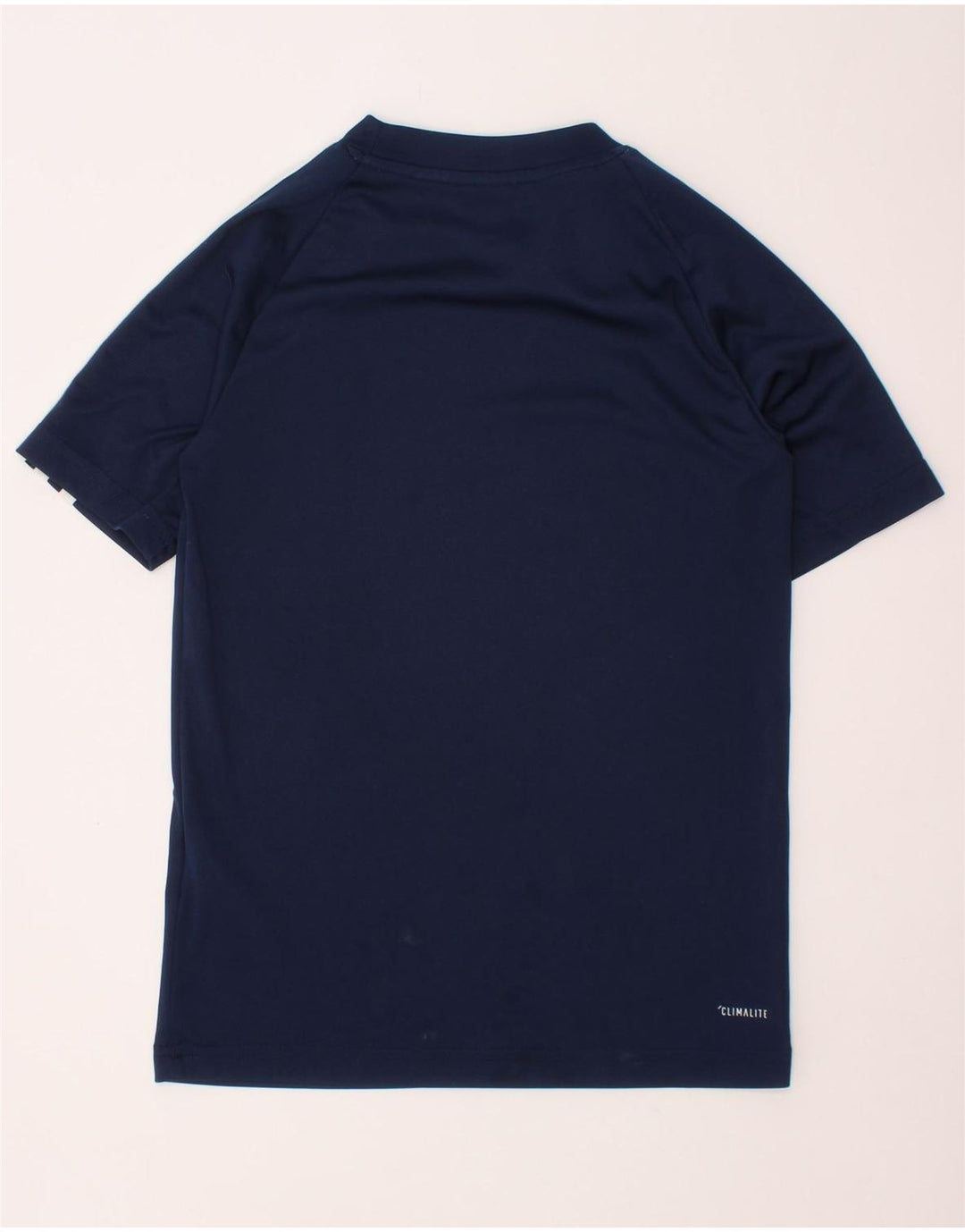 ADIDAS drenge Climalite T-shirt top 7-8 år marineblå polyester