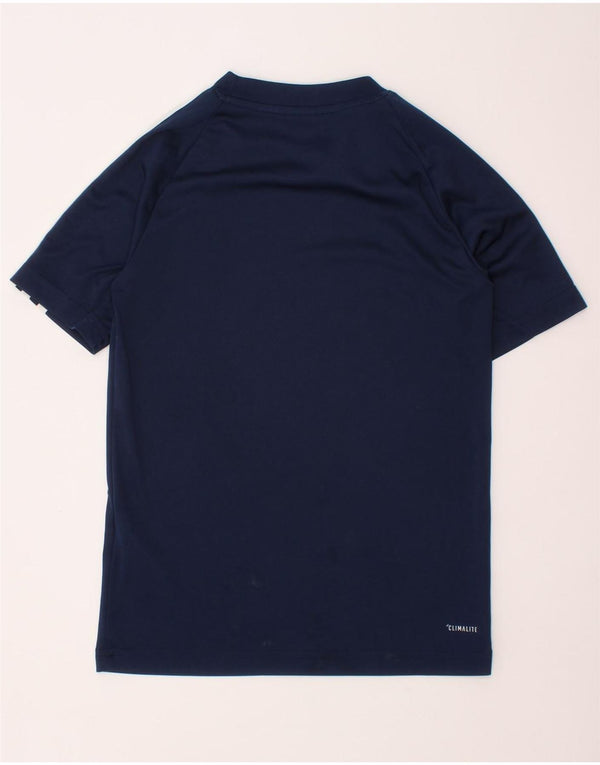 ADIDAS drenge Climalite T-shirt top 7-8 år marineblå polyester