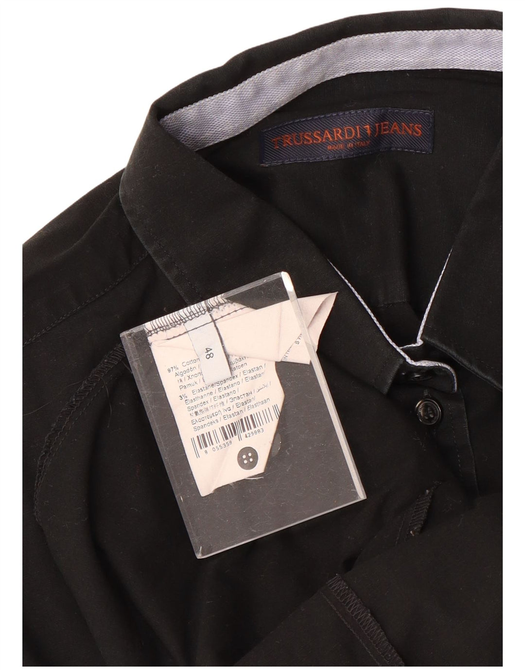 Trussardi Jeans Dameskjorte IT 48 XL Sort Bomuld