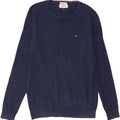 TOMMY HILFIGER Mens Boat Neck Jumper Sweater Medium Navy Blue Cotton Vintage Tommy Hilfiger and Second-Hand Tommy Hilfiger from Messina Hembry 