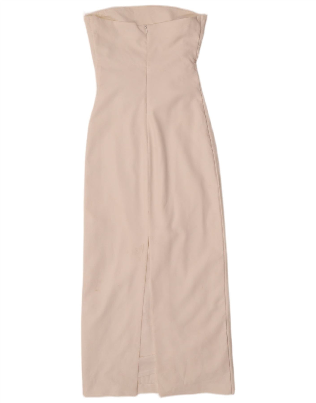Zara Dame Stropløs Kjole UK 8 Small White Polyester