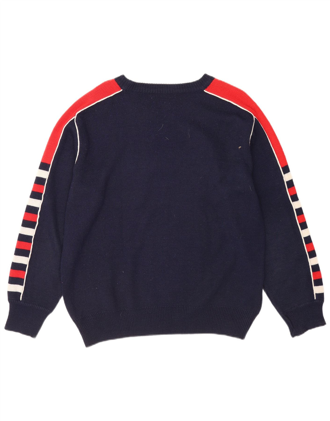 VINTAGE Dame Boat Neck Jumper Sweater UK 18 XL Navy Blue Colourblock
