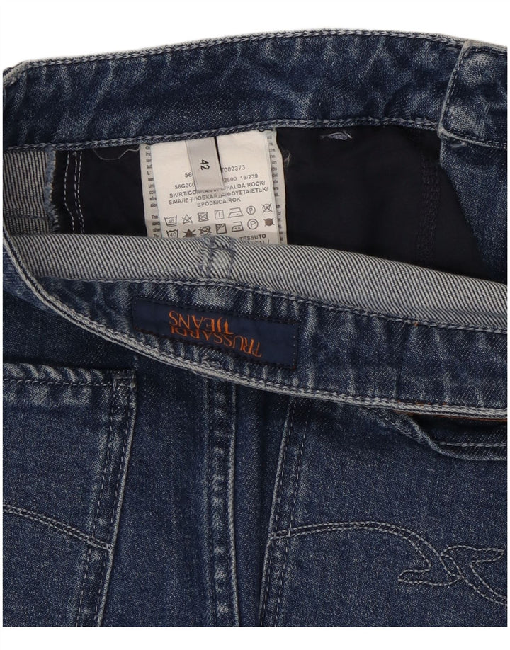 TRUSSARDI Dame Denim Nederdel IT 42 Medium W28 Blå Bomuld