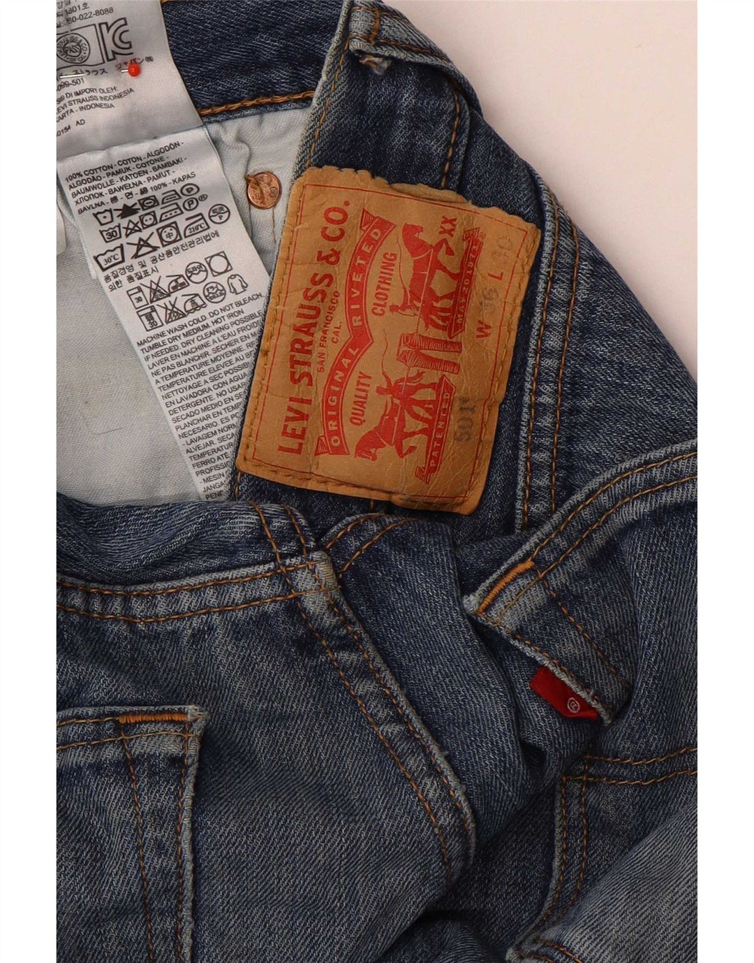Levi's Herre 501 Straight Jeans W36 L30 Marineblå Bomuld