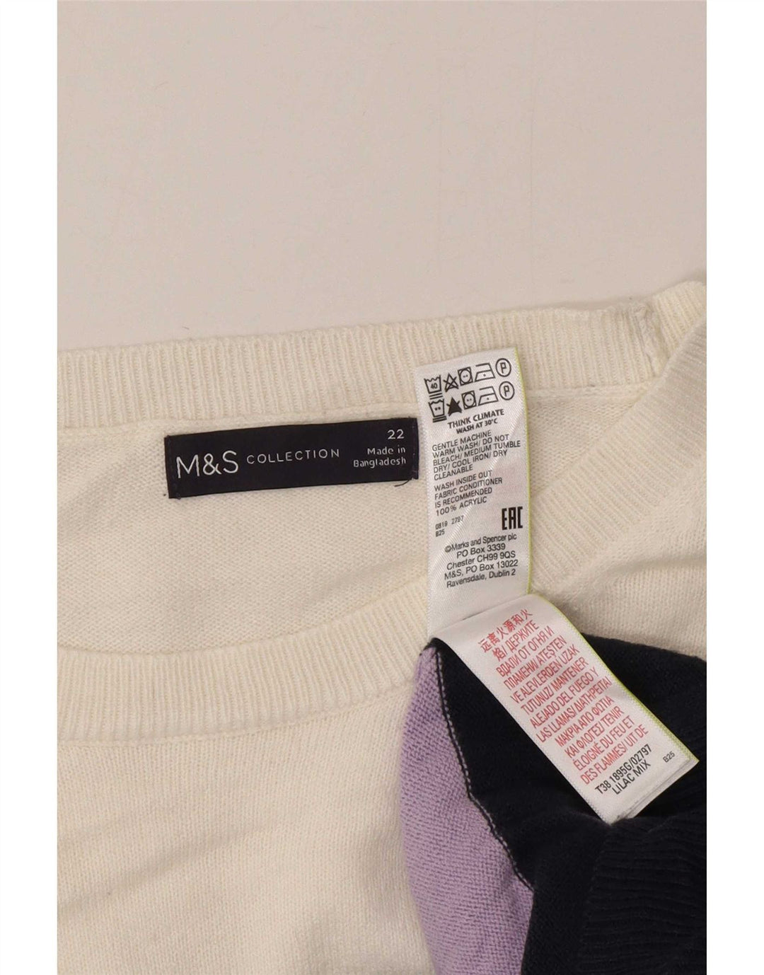 Marks & Spencer Dame sweater med rund hals DK 22 2XL Flerfarvet