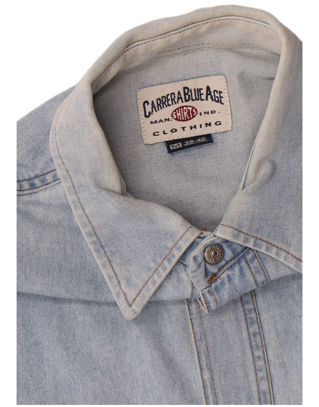 Carrera Denimskjorte til mænd Størrelse 39/40 Medium Blue Cotton