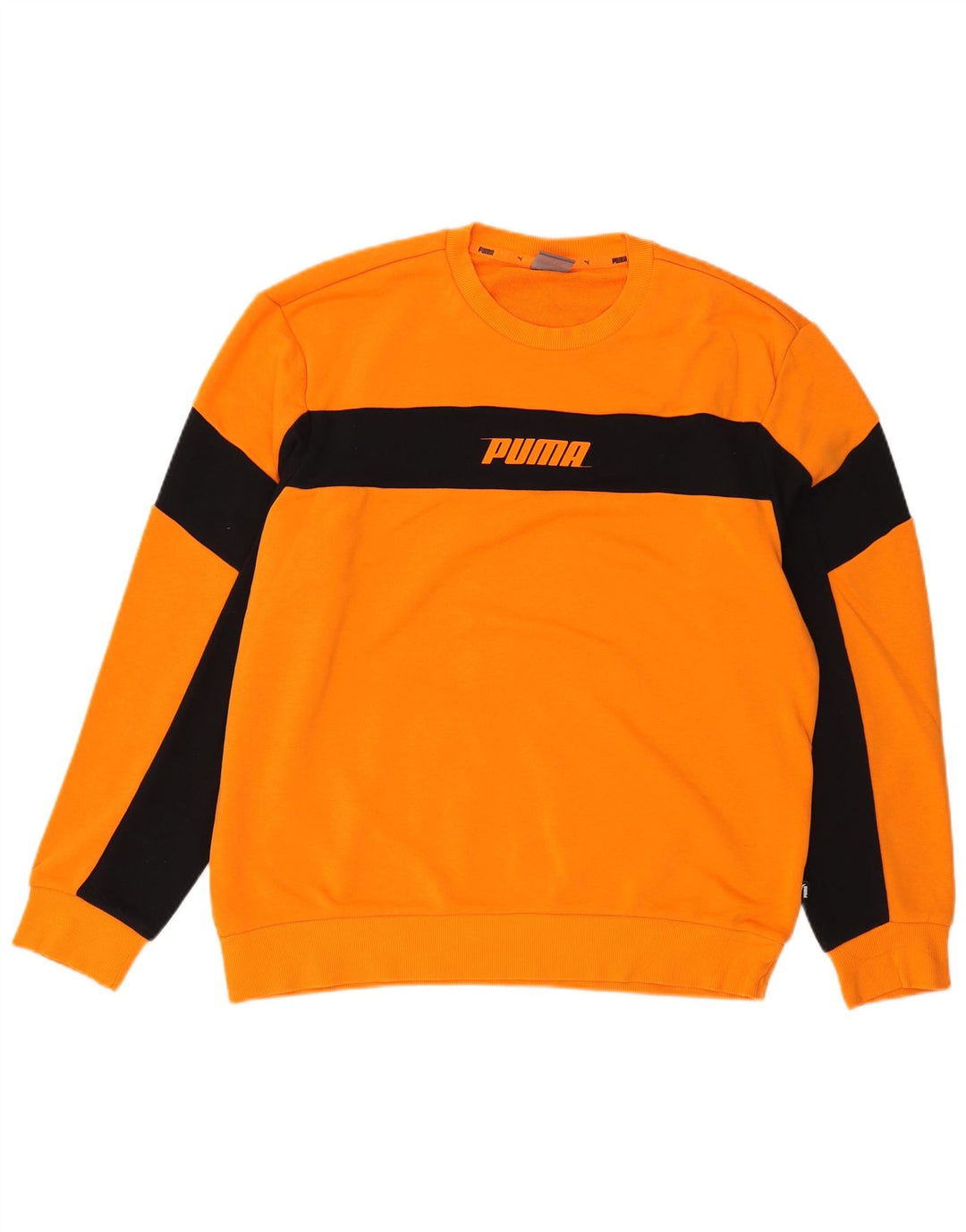 Puma Herre Grafisk Sweatshirt Jumper Large Orange Colourblock Bomuld