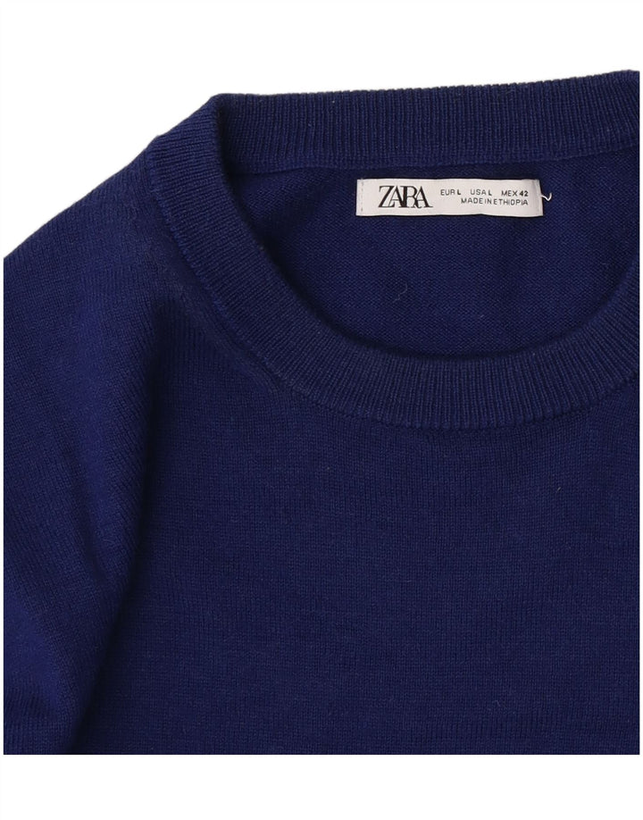 Zara Herre sweater med rund hals, stor blå