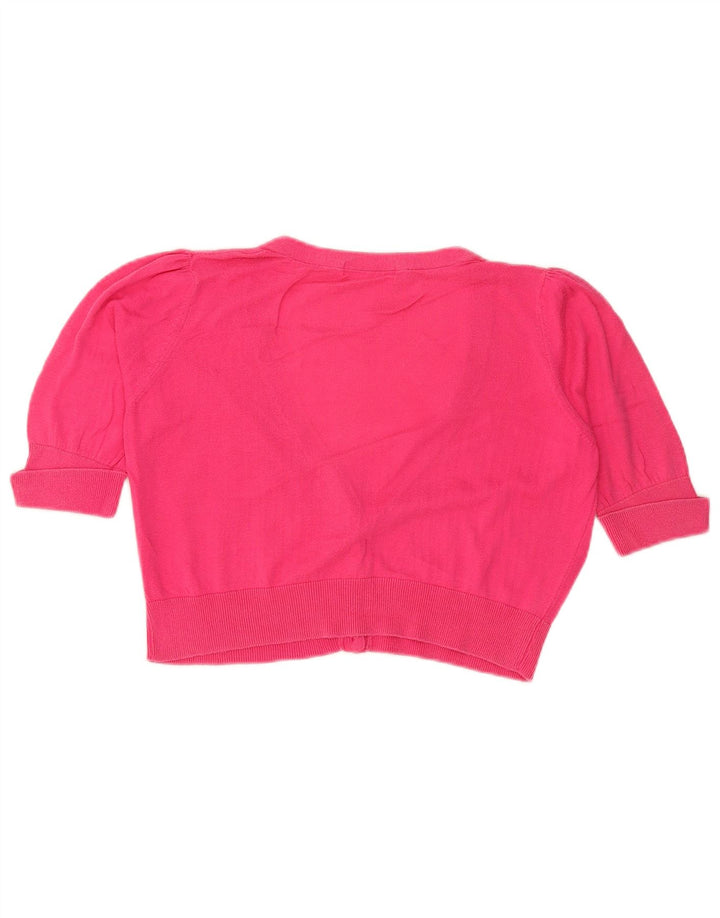 Marks & Spencer Dame Crop Kortærmet Cardigan Sweater UK 14 Medium Pink